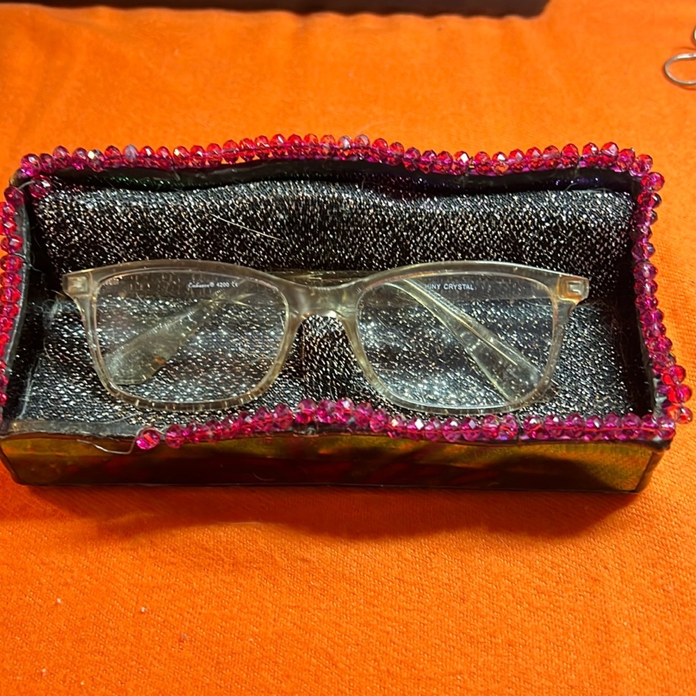 Stained glass eye glass couch. Cute.